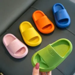 Summer Children Slippers Solid Color Breathable Non-Slip Home Bathroom Beach Kids Soft Slippers Boys Girls Indoor Shoes