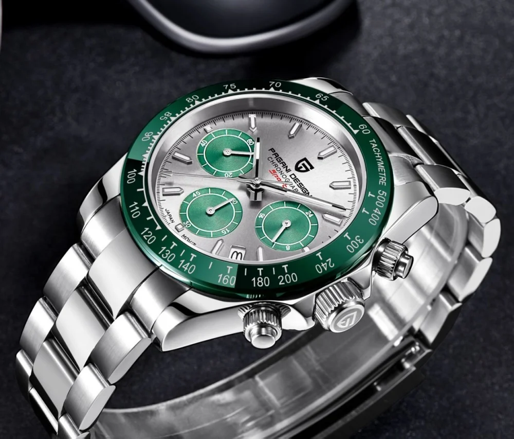 Original New PAGANI DESIGN PD-1664 / PD-1644 Japan VK63 Movt Quartz Wristwatches Sapphire Waterproof Chronograph Reloj Hombre