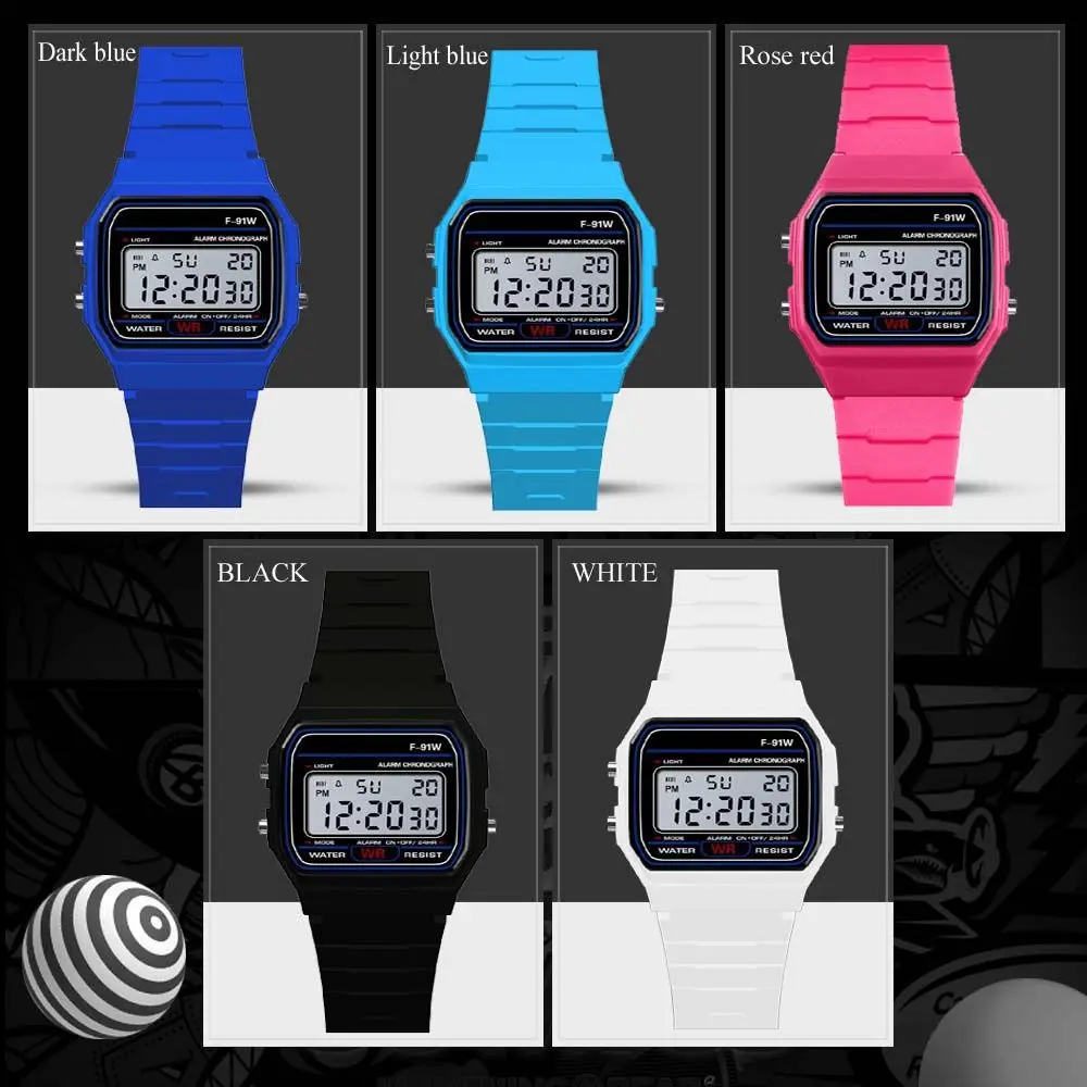 

Sport LED Digital Watches for Kids Simple Small Square Dial Electronic Watch Silicone Band Fashion Casual Watch