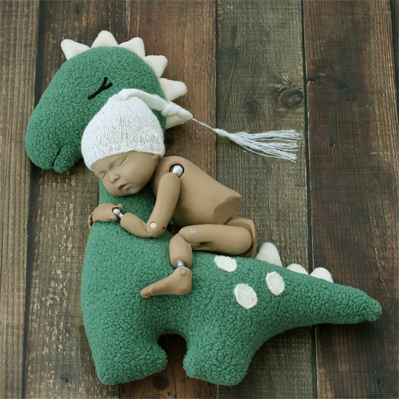 Dinosaurio Adorable para fotografía de bebé, frijoles de posar, cojín de dibujos animados, almohada, muñecas, accesorios para sesión de fotos, Verde