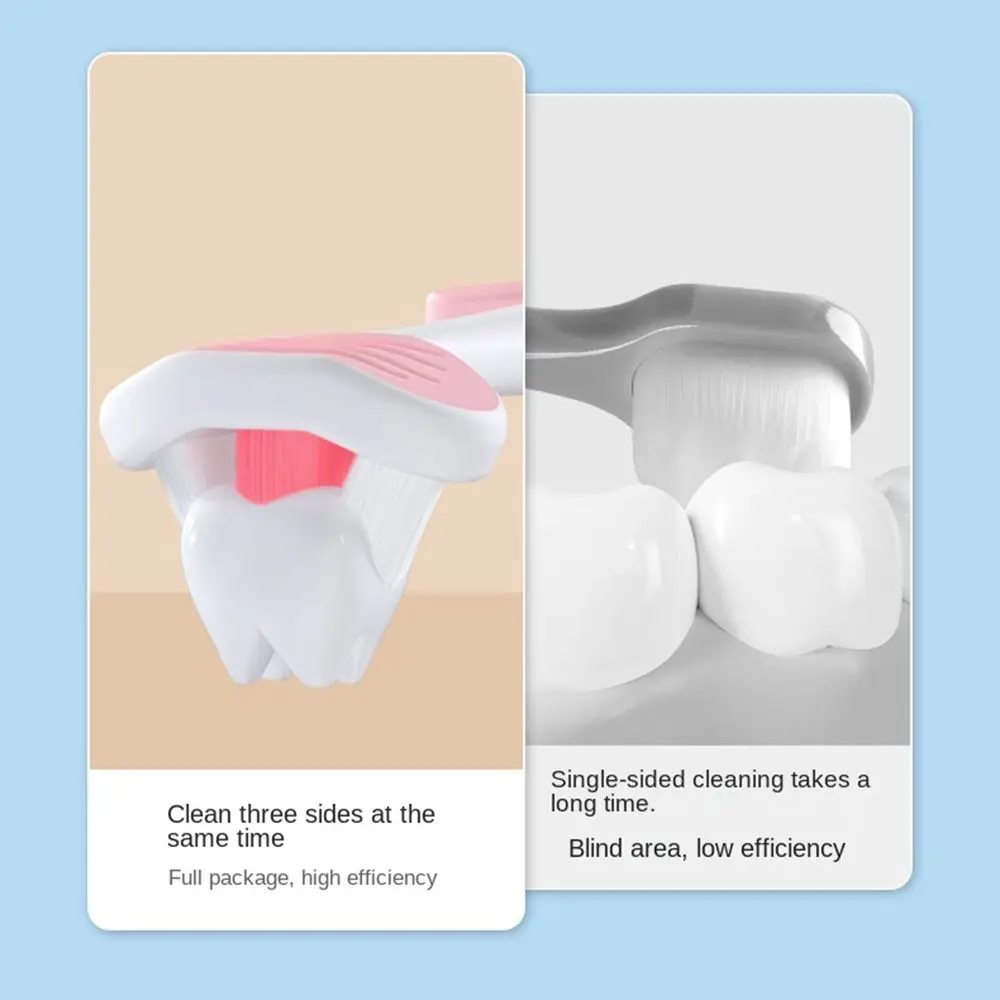 Cerdas macias Manual Escova De Dentes, Cor Doce, Desenhos Animados, V-shaped, Três-Sided Escova De Dentes, Durável Prevenção De Decaimentos Dentes, Escova De Língua