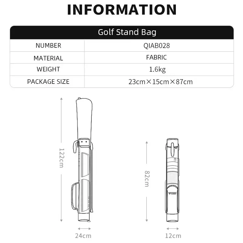 PGM Fasion Lightweight 1.6kg Waterproof Golf Stand Sunday Bag with Multiple Storage Pocket Can Fit 6-7 Clubs