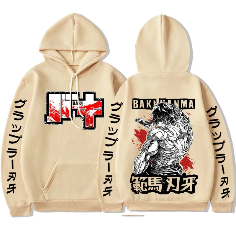 Anime Hanma Baki Heren/Dames Hoodie Lange Mouw Losse Casual Sweater Paar Stijl Unisex Streetwear Oversized T-Top