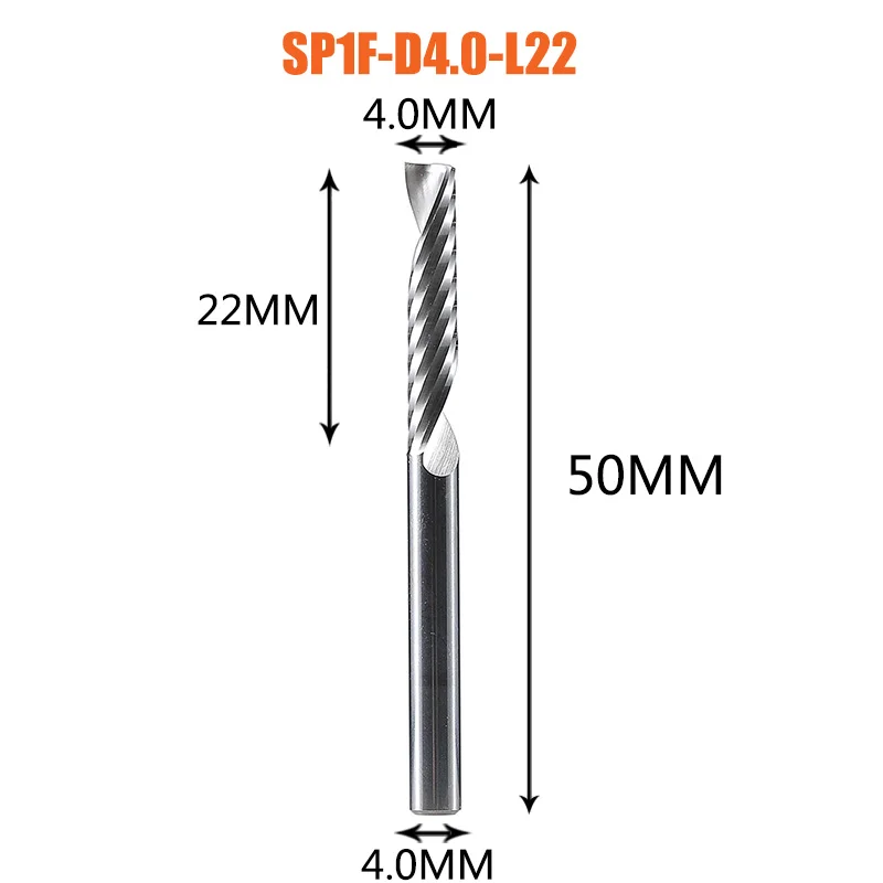 Dreanique 1pc Single Flute Spiral End Mill 1/8 1/4Inch Schacht Carbide Aluminium Inch Size Cutter voor Houtbewerking Acryl ACM