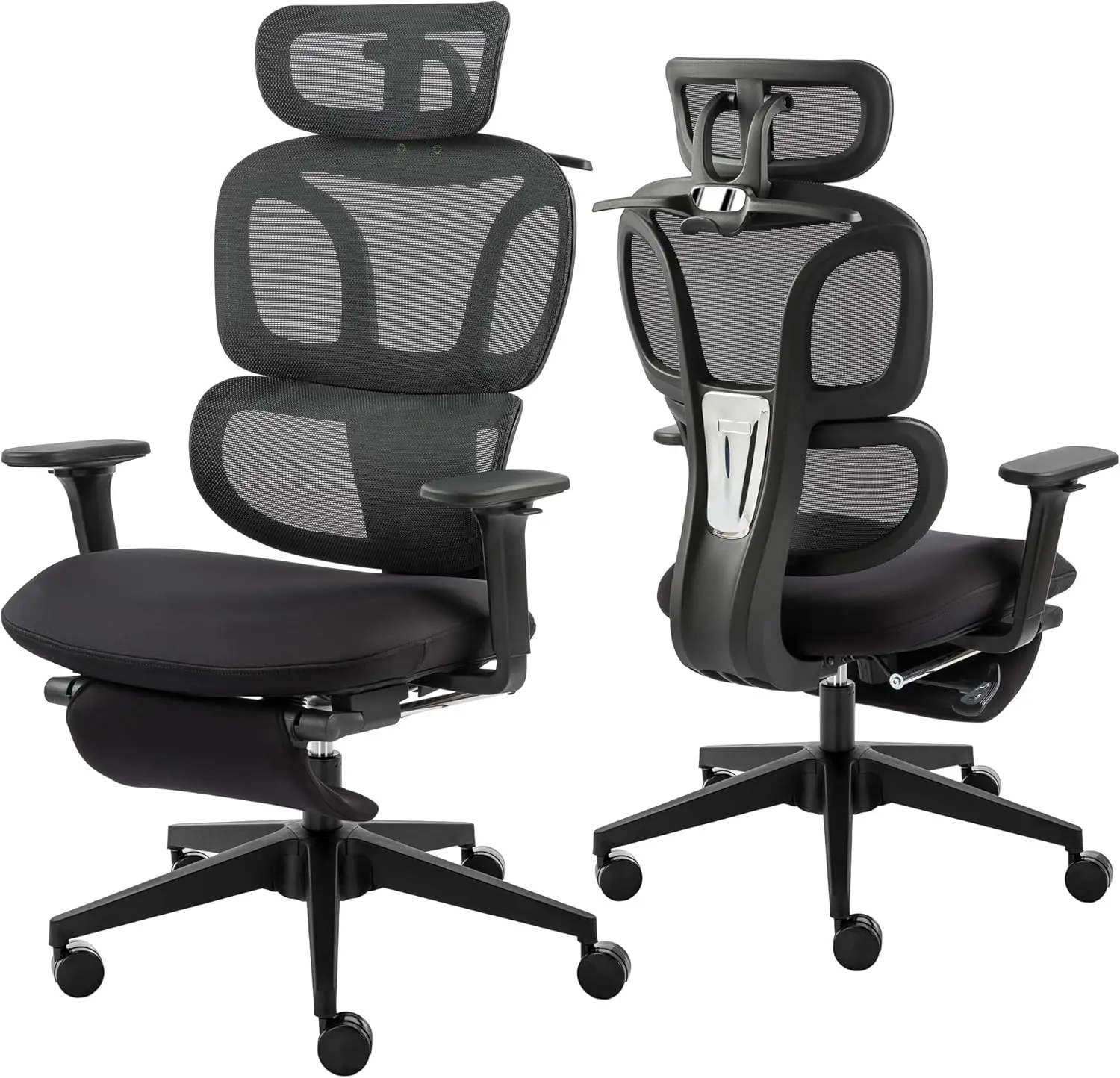 

Ergonomic Office Chair With Foot Rest, Coat Hanger, High Ba Mesh Computer Chair With Lumbar Support, High Resilience Sponge