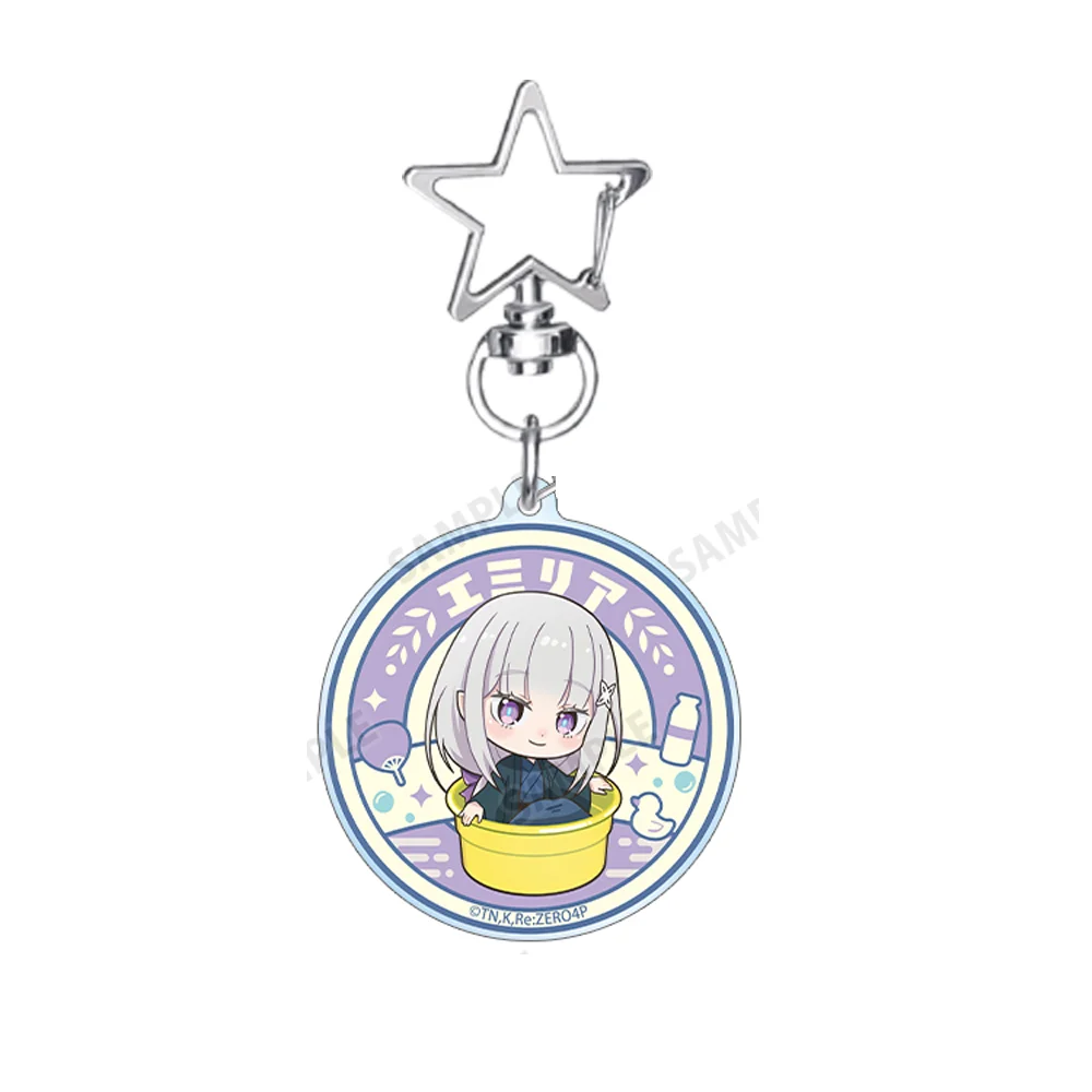 Anime Re:ZERO Starting Life in Another World Emilia Rem Ram After Bath Kawaii Acrylic Keychain Cute Keyring Backpack Pendant