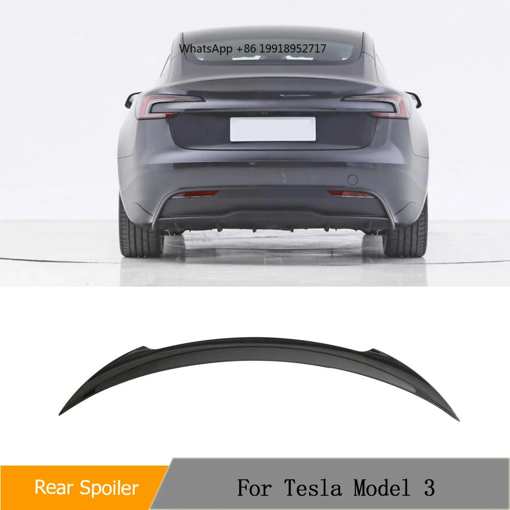 Carbon Fiber Wing Car Rear Trunk Boot Lip Prepreg Dry Carbon Wing Spoiler for Model 3 2023 Rear Trunk Spoiler,After Test