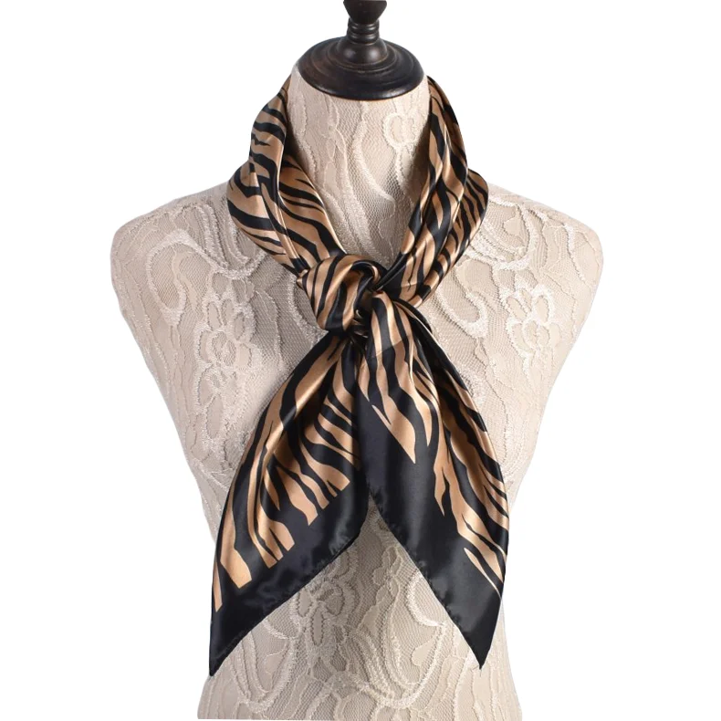 European and American Fashion New Simple 90-Color Tin Zebra Pattern Large Square Scarf in Stock