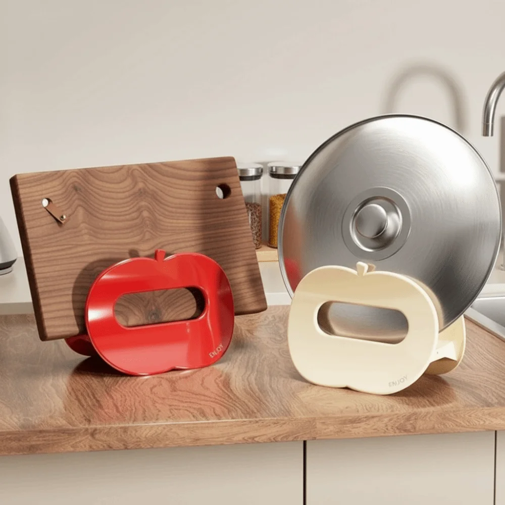 

Креативная пластиковая подставка для крышек в форме фрукта с дренажем, держатель для разделочных досок, вентилируемый, кремового цвета, для дома