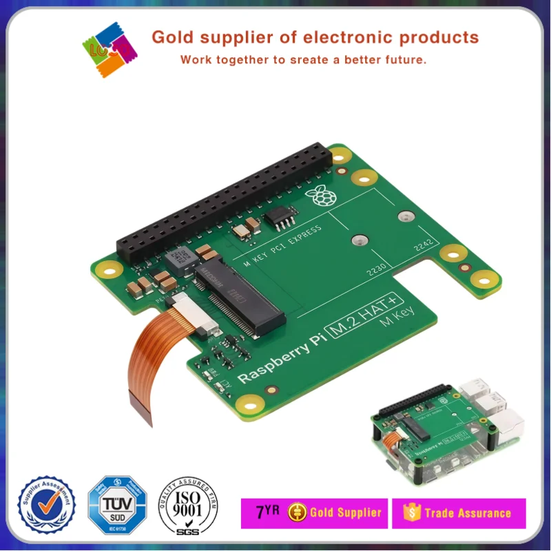 

Raspberry Pi M.2 HAT+ NVMe Adapter Board M.2 Hat Plus for Pi 5 PCIe Gen 3 Supports 2230 2242 2260 2280 SSD Raspberry Pi Official