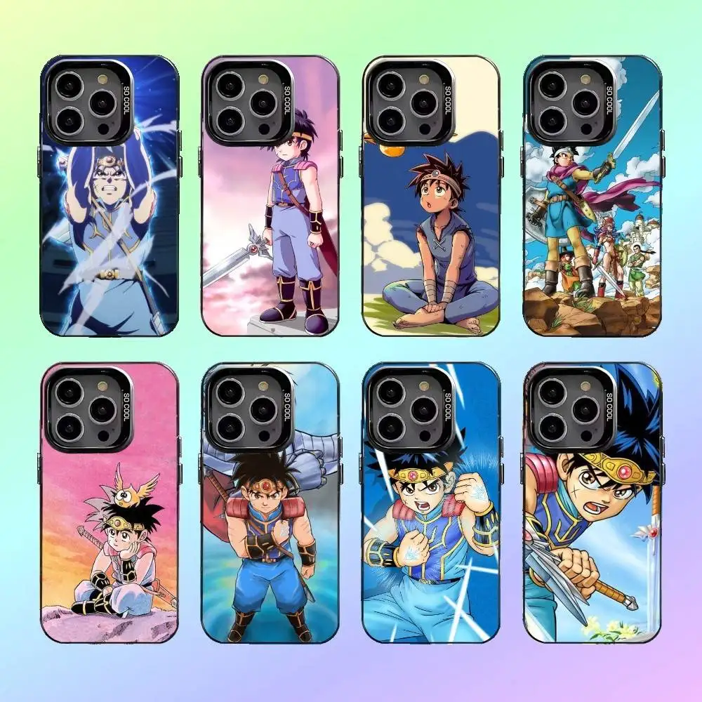 

D-Dragon Q-Quest Phone Case For iPhone17,16,15,14,13,12,11 Lens Border Silver Plated Cover Candy Matte Cover