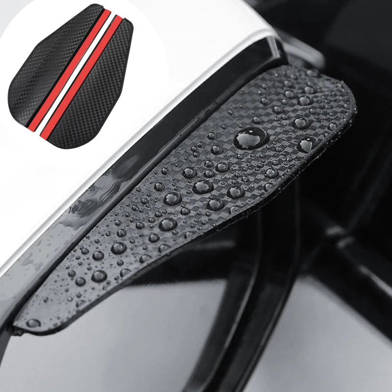 1pair Carbon Fiber Car Rearview Mirror Rain Eyebrow, Sun Visor Shade Cover for Rearview Mirror Protector Clear Vision, Safe Driv