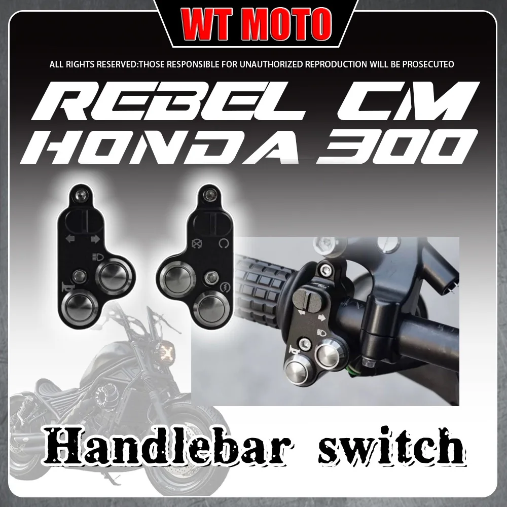 

For HONDA Rebel CM300 Rebel 500Retro simple switch assembly double flash headlight aluminum alloy button for honda rebel cm 300