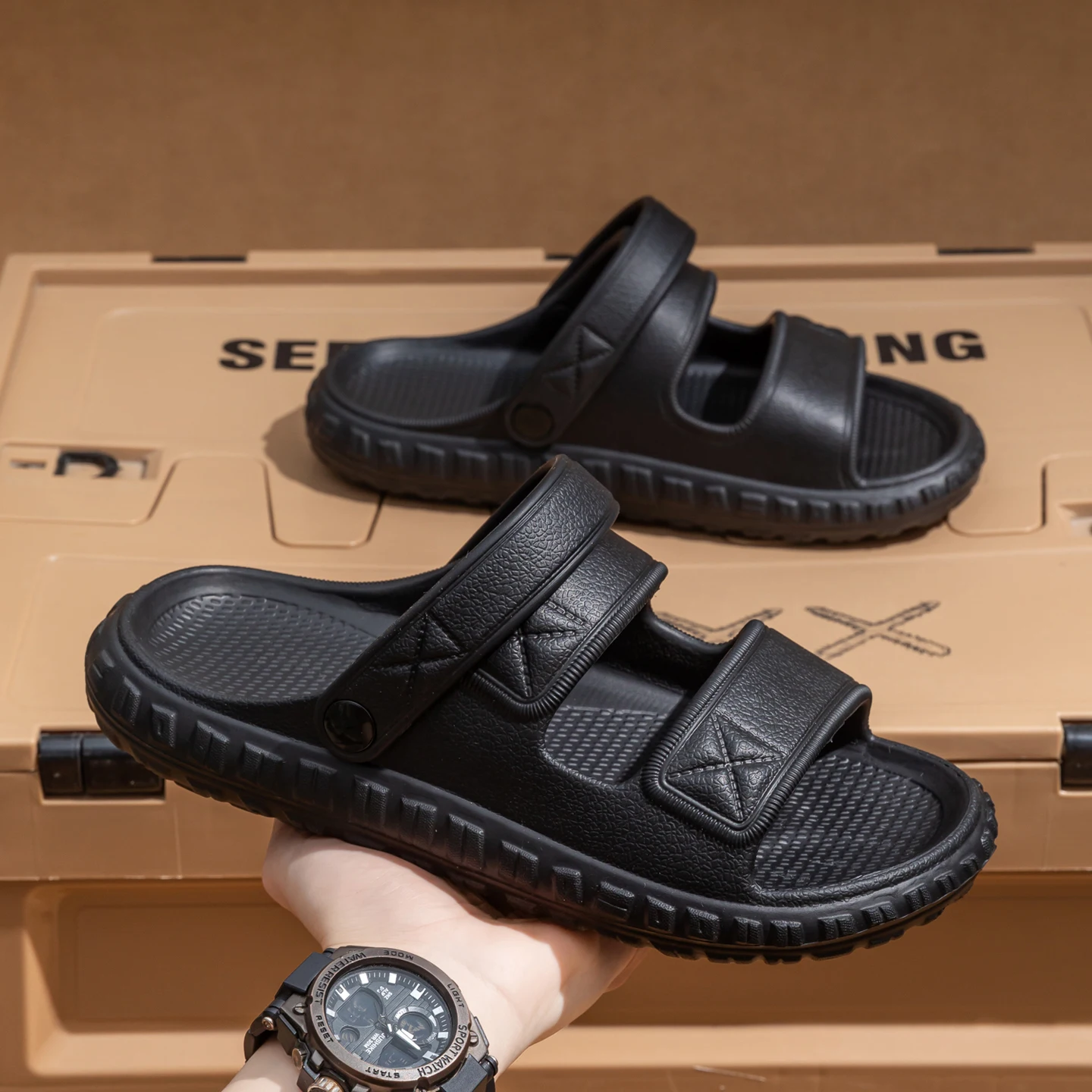 Men's 2-in-1 EVA Clogs Slippers, Quick-dry Slides, Soft EVA Anti-slip Breathable Casual Sandals for Indoor Outdoor Beach