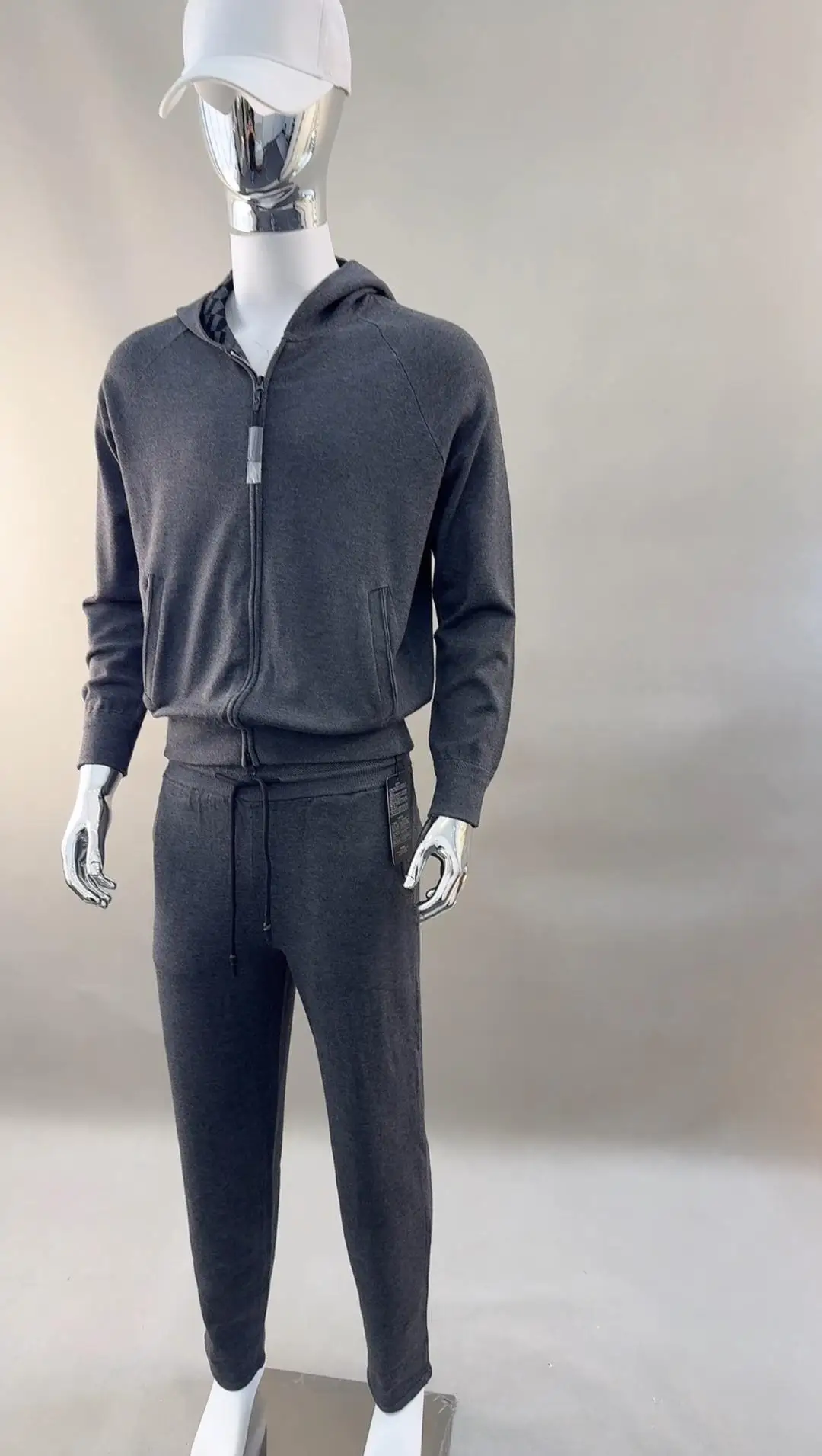 2026 Men Golf Knitted Tracksuit Full Zip Hoodie Jacket Drawstring Pants 2‑Piece Set Soft Casual Golf Outfit
