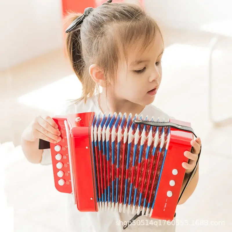 Accordion Instrument 7 Keys 2 Bass Small Accordion Educational Musical Instrument Christmas Birthday Gift Toddlers Beginners