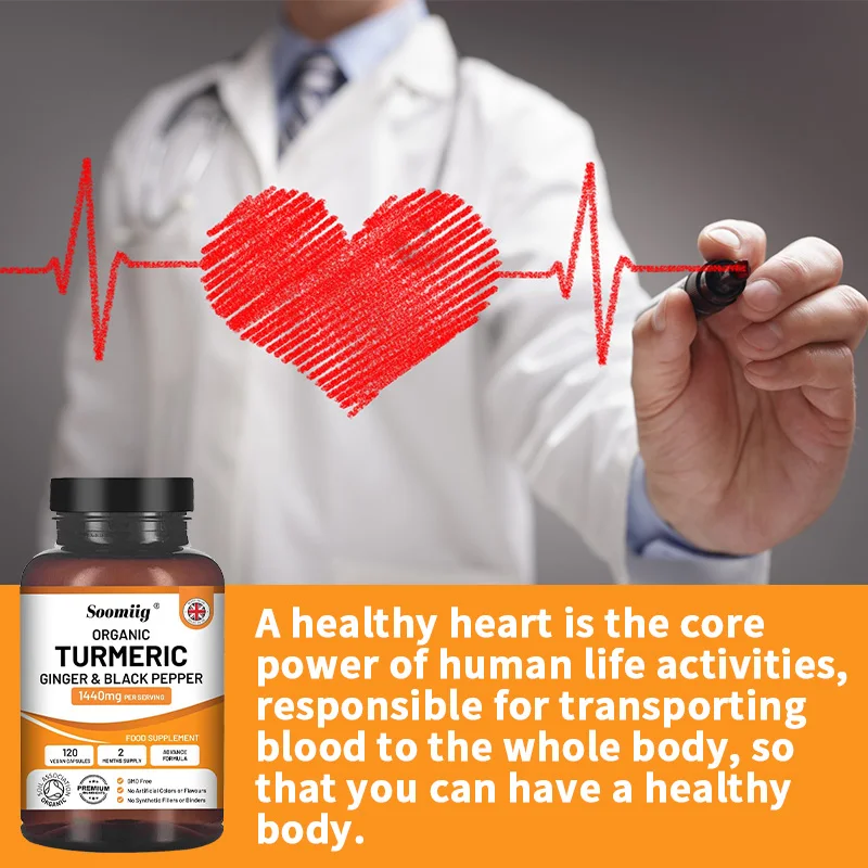 Organic Turmeric Ginger & Black Pepper Capsules, Supports Joint Health, Cushioning Digestive & Immune & Balances blood sugar