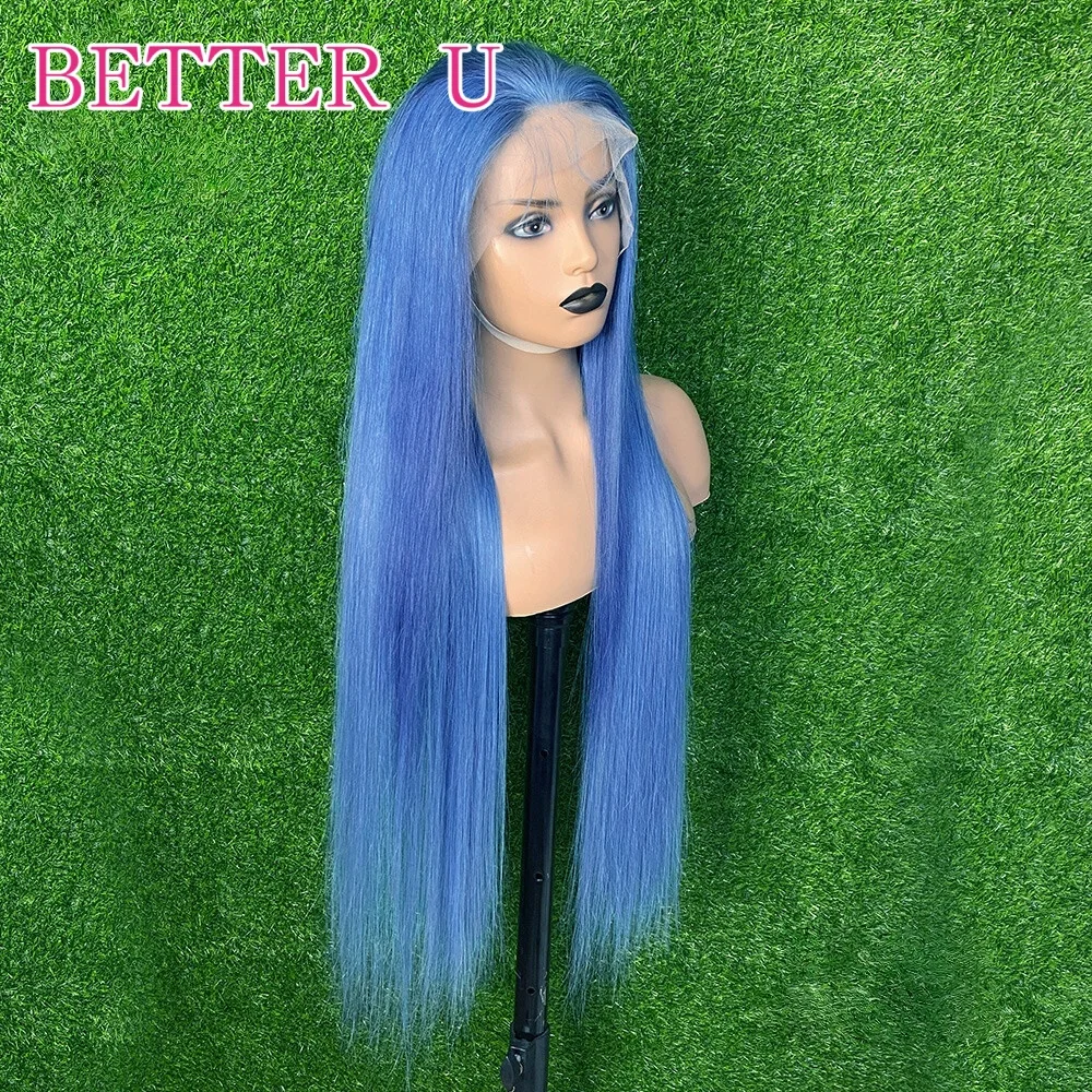 الأرجواني الأزرق باروكة من شعر طبيعي قبل نتف الرماد الأزرق مستقيم 613 الملونة 13X6 HD الدانتيل الشفاف الجبهة الباروكات للنساء الشعر البشري #4