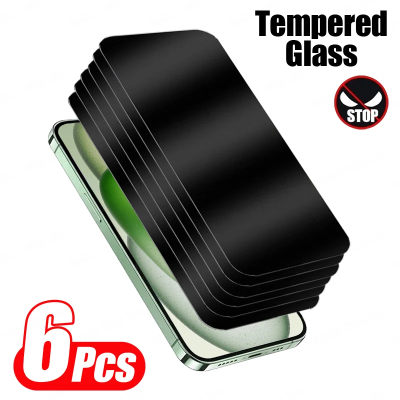 6PCS Volle Abdeckung Anti-Spy Screen Protector Für iPhone 13 14 15 PRO MAX Privatsphäre Glas Für iPhone 14 15 16 Plus 15 16 PRO Glas