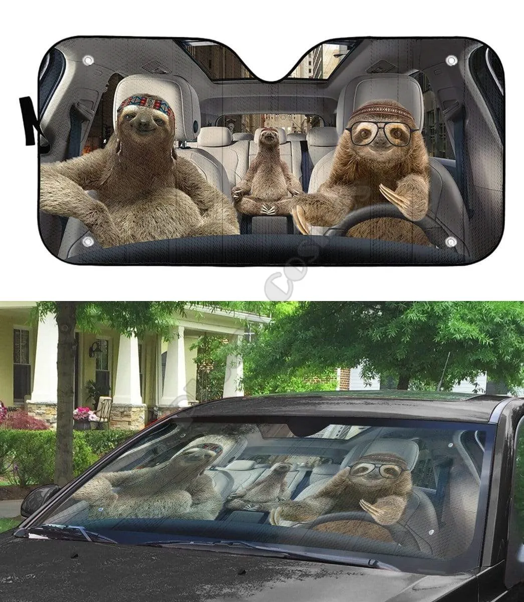 Sloths/Llama Alpaca/Unicorn 3D Printed Car sunshade Auto Sun Shade for Car Truck Decor Windshield Sunshade,Blocks UV Rays Sun