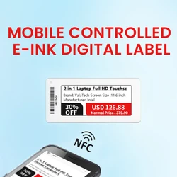 mobile controlled digital label with 2.9 inch e-ink display NFC electronic shelf label for small businesses