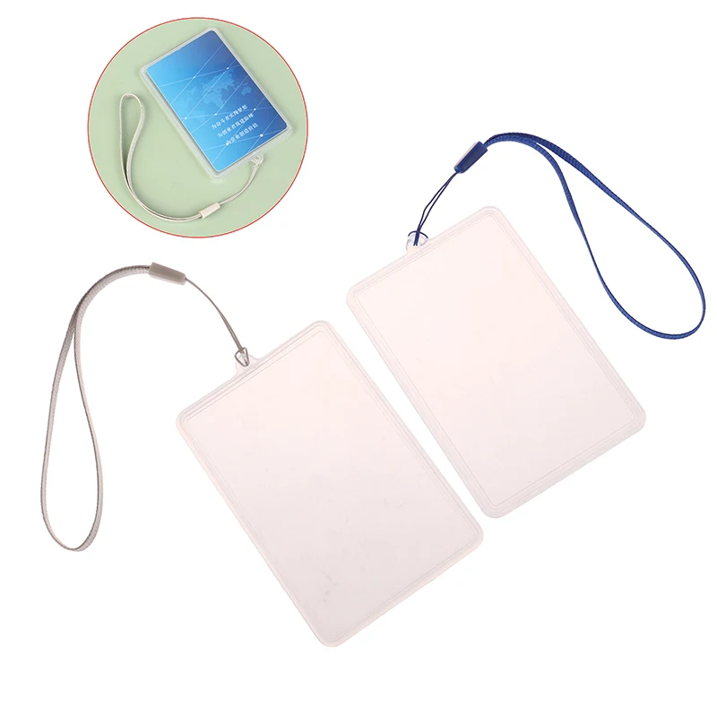 Transparent Flip Case Cover ID Card Holder with Lanyard Name Tag Student Bus Card Credit Card Employee Access Card Holder