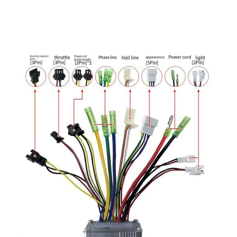 36V 48V 250W 350W E-Bike 15A Sine Wave Brushless Controller with S810 Display E-Bike Light Display