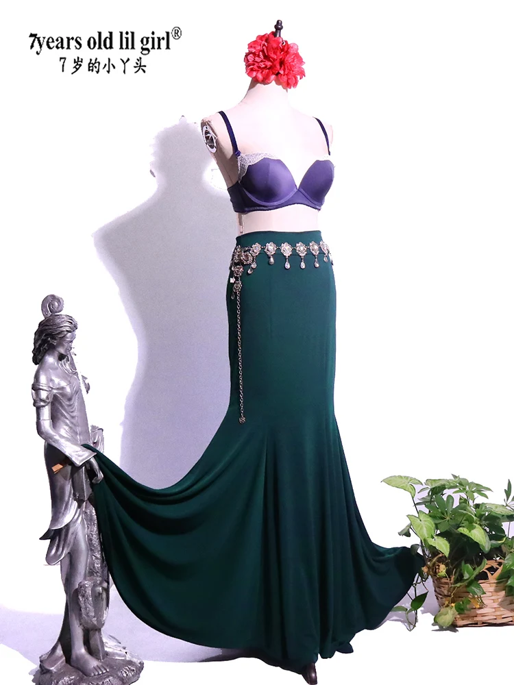 2023 New Women Belly Dance Practice Long skirt Sexy Modal Belly Dance Training Wear belly dance Mermaid skirt EVV107