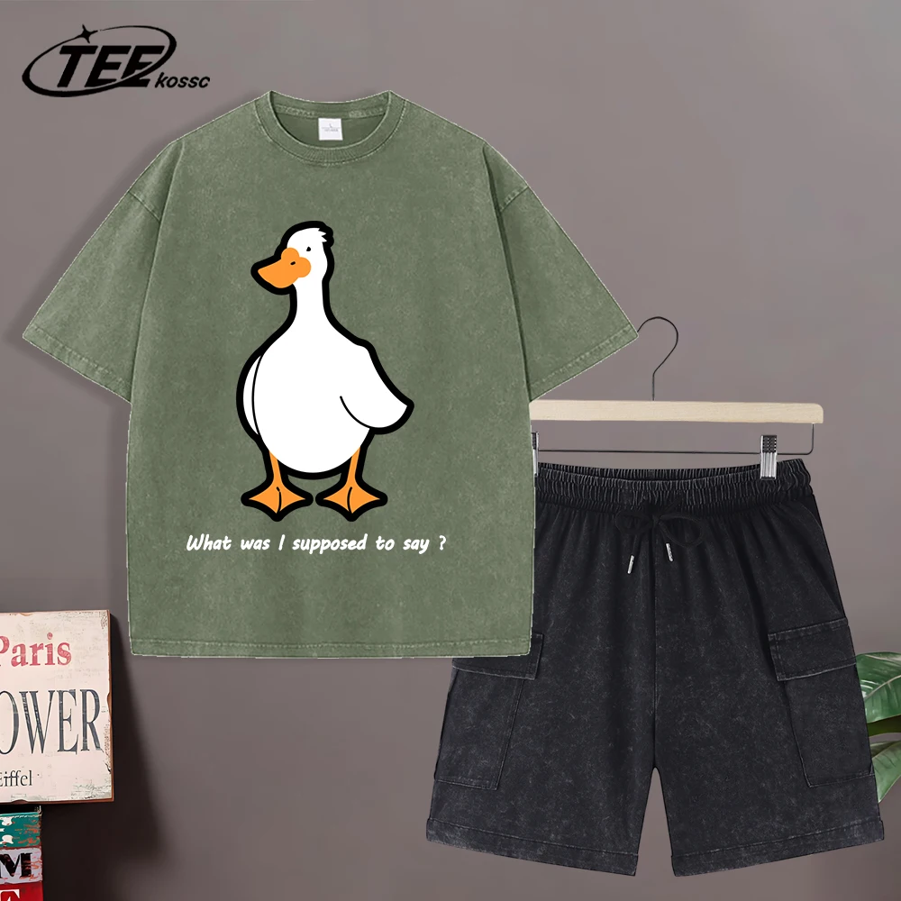 

What Was Goose Supposed To Say Washed Mans T-Shirt Sport Short Suit All-Match O-Neck Loose Cotton Clothing Unisex Streetwear