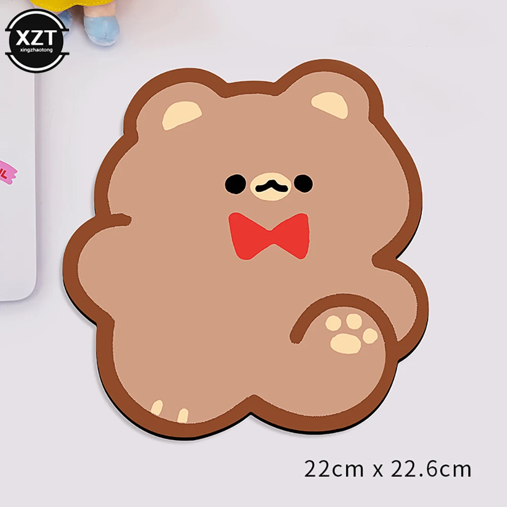 Cute Bear Kawayi Mouse Pad Ins Style Girl Flat and Fitted Desktop Non-slip Keyboard Pad Cartoon Animal Computer Games Table Mat