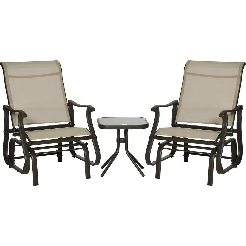 

Уличный комплект из 3 предметов: качели-глайдеры со столом и стульями, стальной каркас, столешница из закаленного стекла, для патио, сада, двора, серый