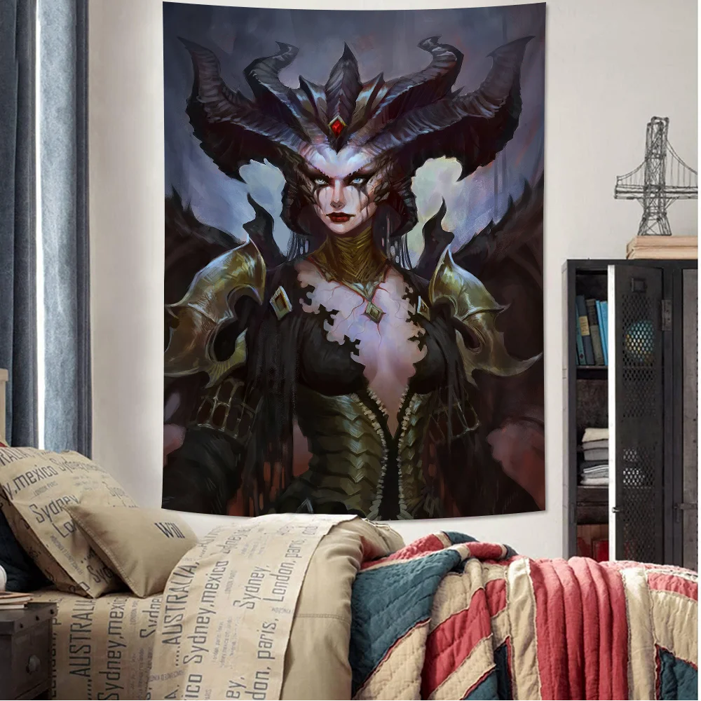 

RPG Game D-Diablo 4 Printed Large Wall Tapestry Hanging Tarot Hippie Wall Rugs Dorm Cheap Hippie Wall Hanging