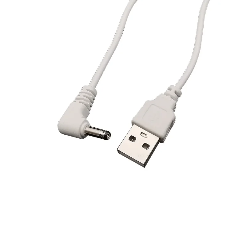 Biały kabel zasilający 5V USB 2.0 typu A męski na wtyczkę męską 3,5x1,35 mm Kolanko Złącze kabla zasilającego DC USB na kabel zasilający DC Przewód