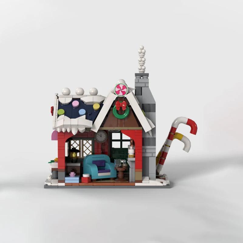 1254-Piece Christmas House Custom Building Blocks Model, Holiday Atmosphere Assembly Kit, Enhances Holiday Atmosphere