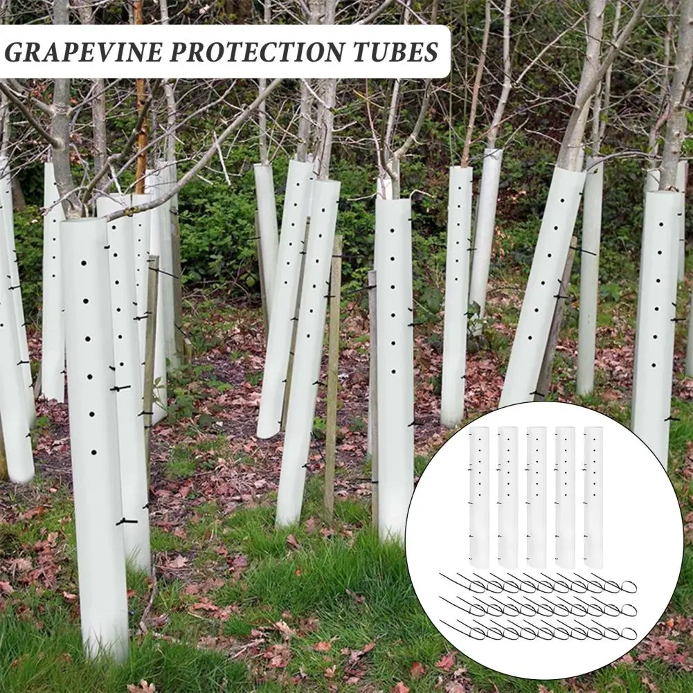 Plant Protection Tubes 5pcs Tree Sapling Grow Tubes with Ventilated Seedlings Protectors Split Tree Grow Protectors Zip for Deer
