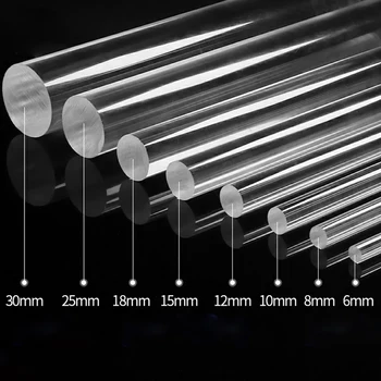 Varilla sólida de acrílico transparente, Material de modelo arquitectónico artesanal, longitud de varilla transparente acrílica de 100-300mm, 1/2/5/10 Uds.