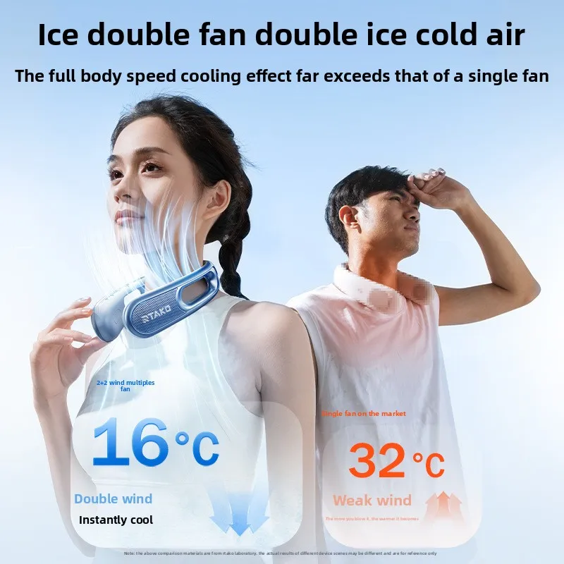 10000mA New Neck Fan Mini Air Conditioner Hanging Neck Fan Portable USB Bladeless Fan Outdoor Cooling Neck Ventillator
