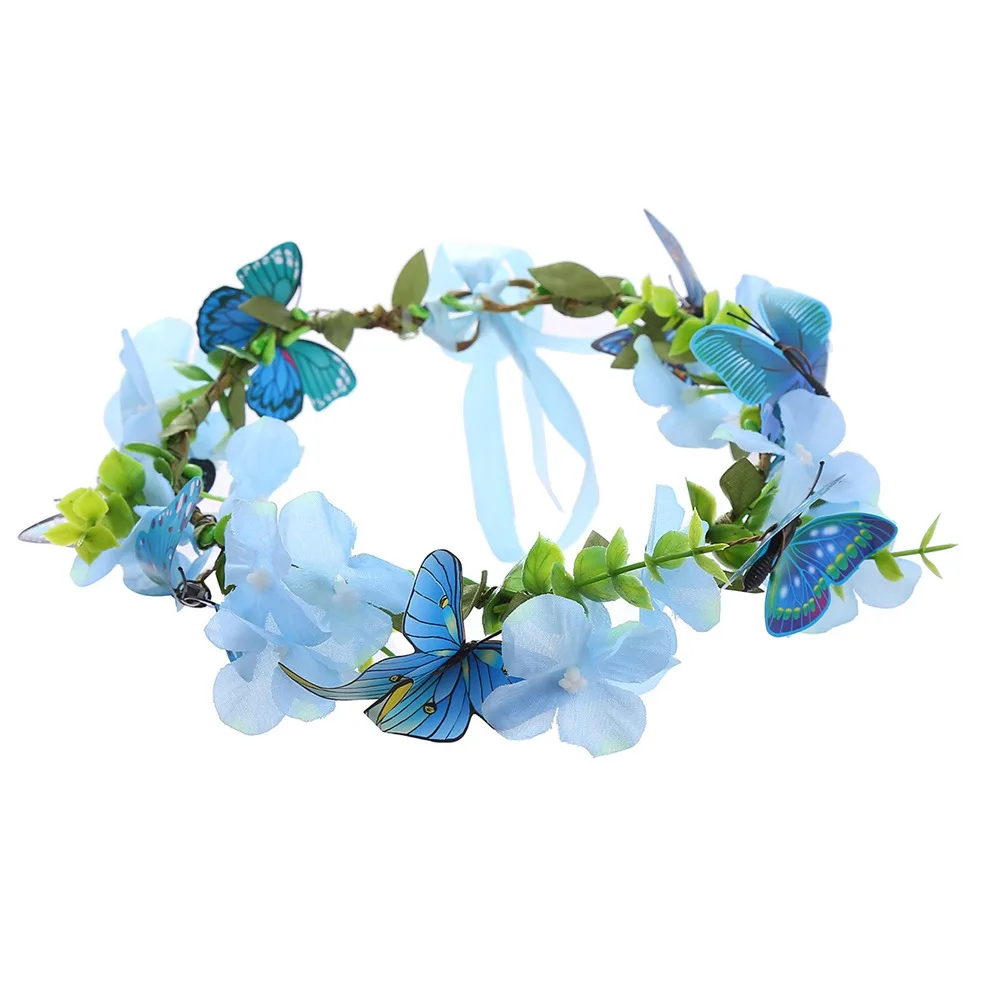 

Bohemia Women Girls Flower Crown Wedding Festival Adjustable Floral Hair Wreath Party Photos Fairy Flower Headband