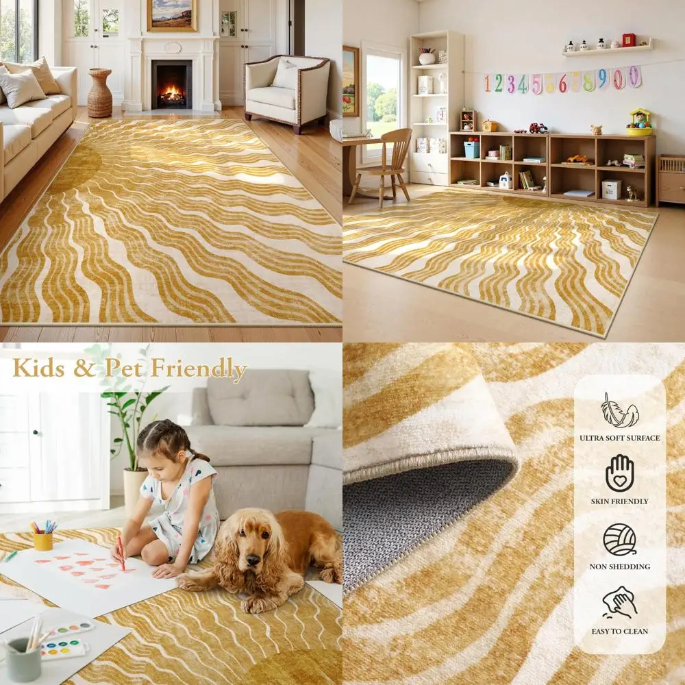 سجاد مطبوع عليه أمة الله مقاس 8 × 10 - سجاد ناعم وقابل للغسل في غرفة المعيشة ومنطقة الحضانة، سجاد رفيع للغاية غير قابل للانزلاق للأطفال