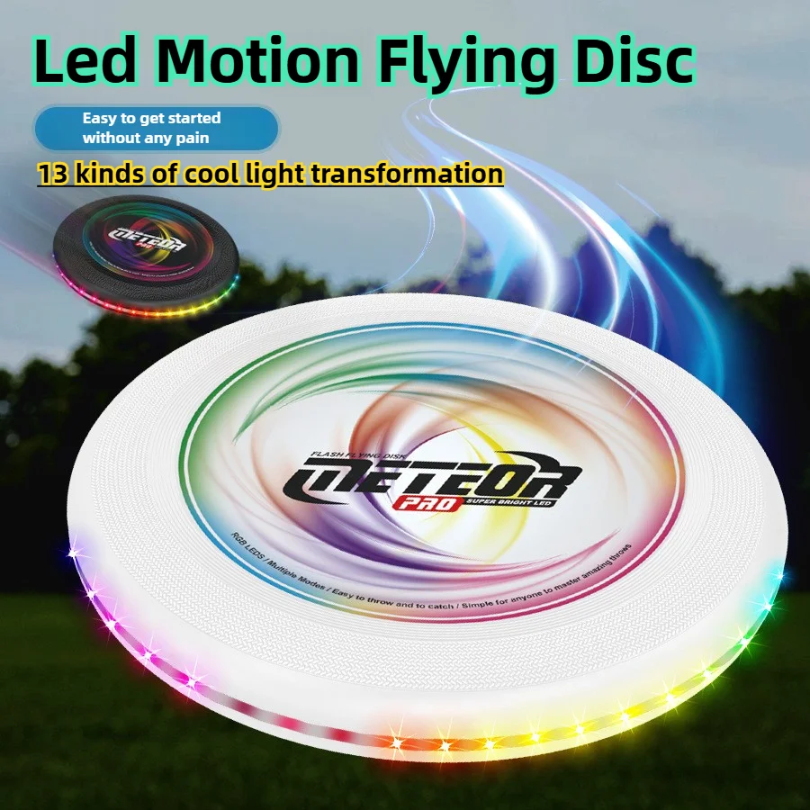 Noctilucence Colorful Flying Saucer Outdoor Leisure Toys Portable Game Flying Disc Competitions Sport Led Luminous Beach Frisbee