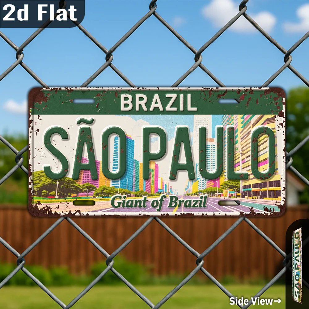 Letrero artístico de pared de Metal Vintage Sao Paulo Brasil, decoración Retro para el hogar de garaje de 12x6 pulgadas para cafetería, Bar, porche, jardín, regalo