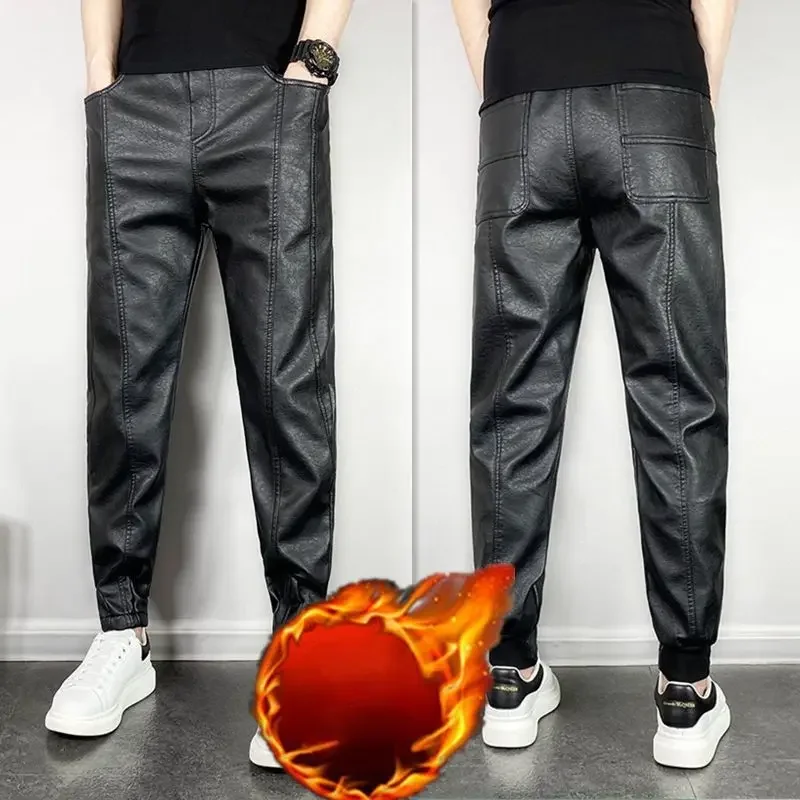 Pantalon d'hiver ouvert épais doublé polaire, vêtements d'extérieur en cuir pour hommes, fermeture éclair Invisible, pour Couple, combat sur le terrain