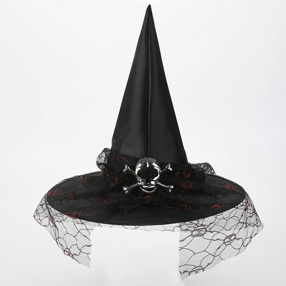 

New Baby loween Bla Lace Witch Hat Festival Par Performance Pointed Wizard Cap Women's Cosplay Accory