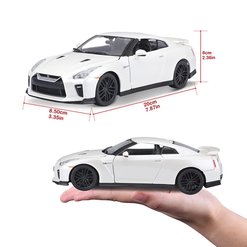 Bburago-Nissan Ares GT-R Carro De Corrida De Liga, Modelo De Veículo De Luxo, Diecast Pull Back Cars, Coleção De Brinquedos Presente, 2017, 1:24