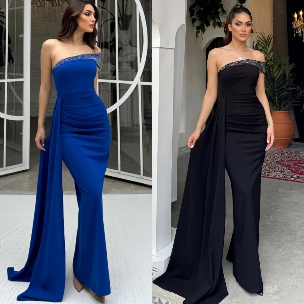 

Customized Matching Fashion Jersey Sequined Pleat Mermaid Off-the-shoulder Long Dresses Bespoke Occasion Dresses Sizes Available