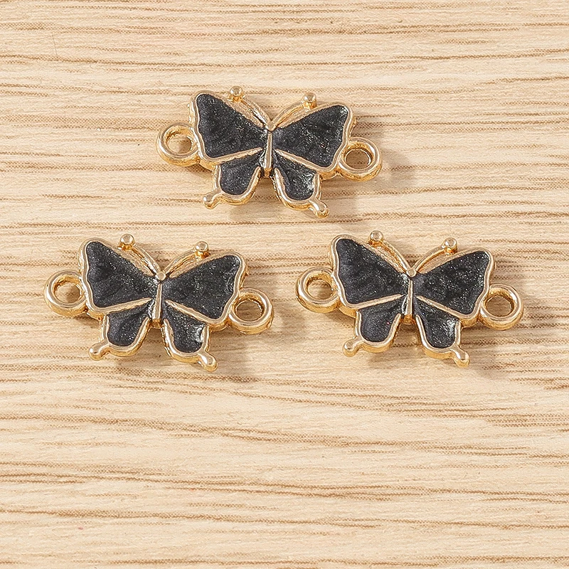 10 Stück niedliche Mini-Emaille-Fliegen-Schmetterlings-Anhänger, Verbindungsstücke für die Schmuckherstellung, DIY, handgefertigte Armbänder, Halsketten, Bastelzubehör – Detail 11