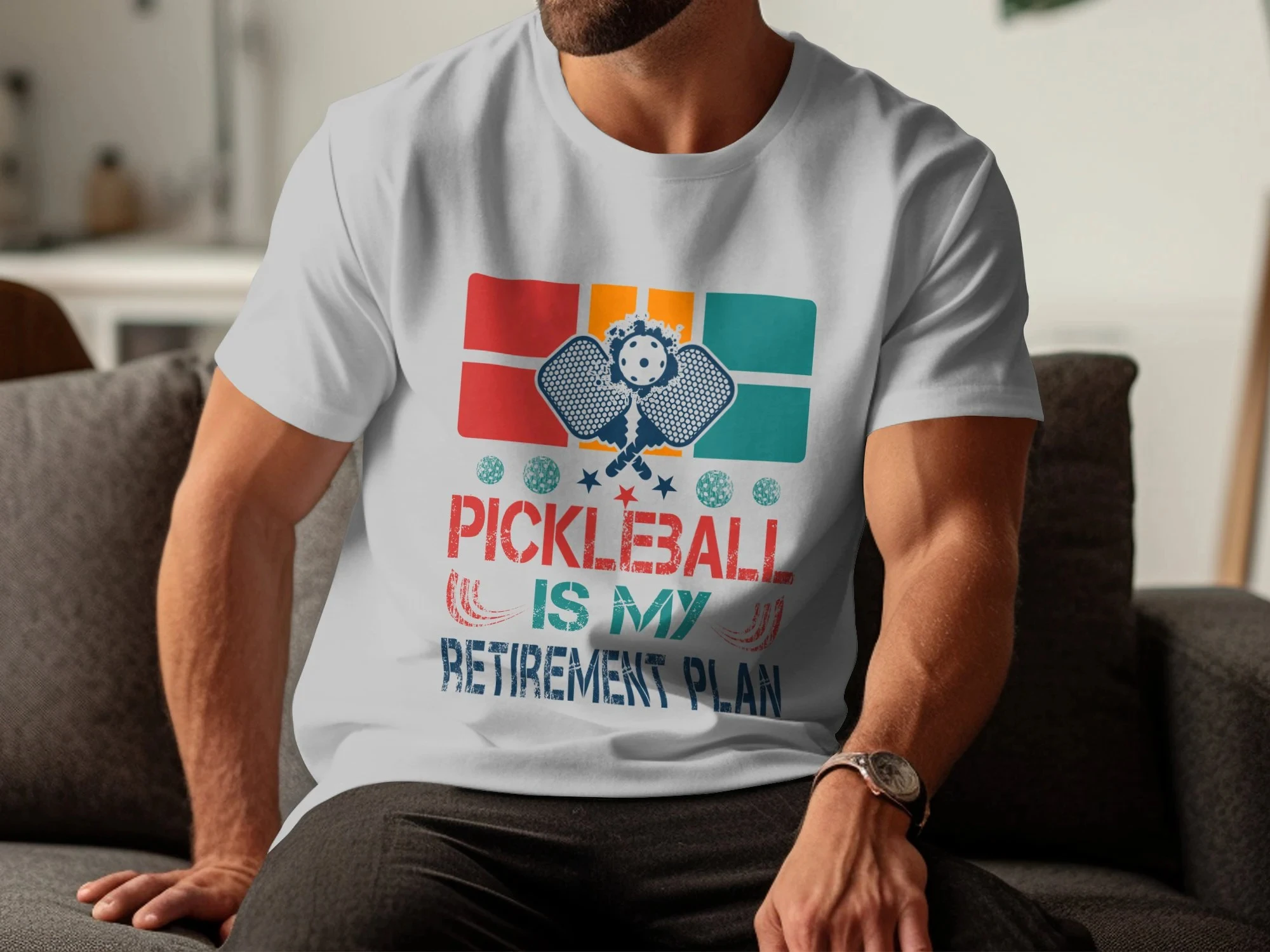 Vintage Pickleball Retirement Plan T-Shirt Funny Pickleball Player Gift Unique Senior Sports Tee Unisex Casual Fashionable  Wear