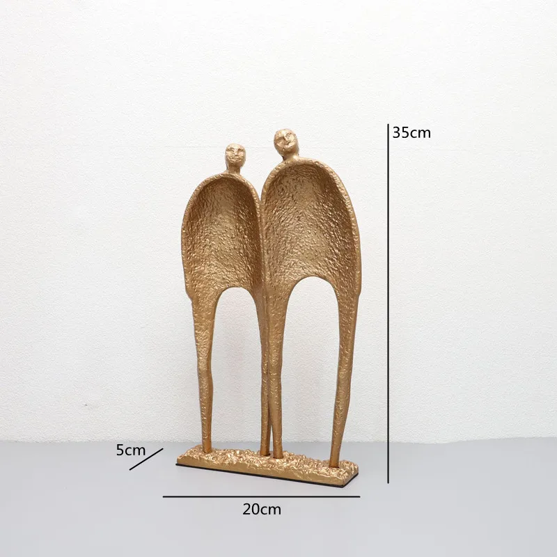 Zwart gietijzer, metalen figuursculpturen, abstracte geometrische blokfiguren, desktopfiguren, decoratieve ornamenten in de woonkamer