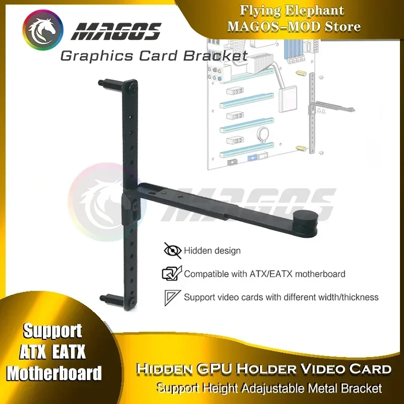 

Computer Graphics Card Bracket Hidden Style for ATX/EATX Mobo Used Metal GPU Holder