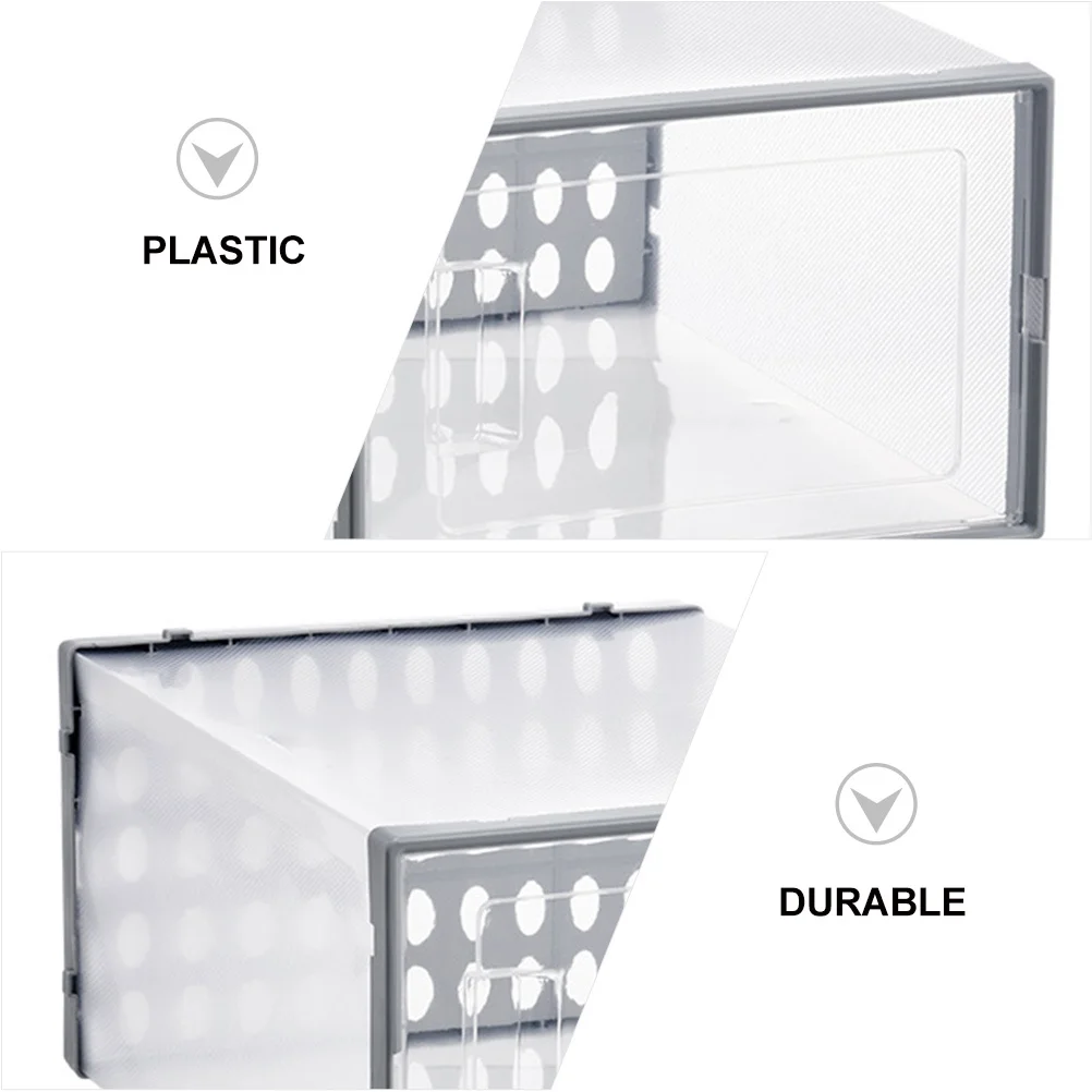 

3Pcs Transparent Shoes Box Sturdy Long-Lasting PP Plastic Storage Container Easy Access Stackable Design for Shoe Collection